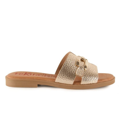 Sandalias planas Tekila 145 en platino para mujer