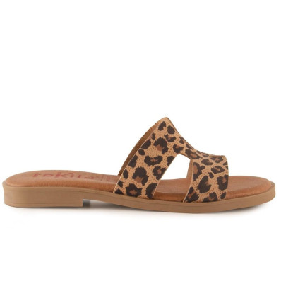 Sandalias planas Tekila 141 para mujer en leopardo