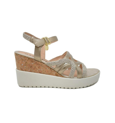 Sandalias con cuña Stonefly ELY 13 LAMINATED 216063 en oro para mujer