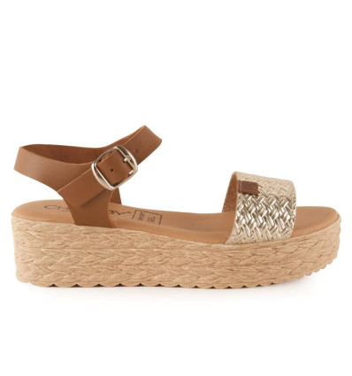 Sandalias con cuña Chamby 899 en platino para mujer