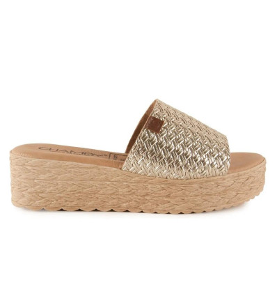 Sandalias con cuña Chamby 899 en platino para mujer