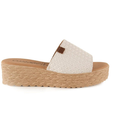 Sandalias con cuña Chamby 899 en platino para mujer