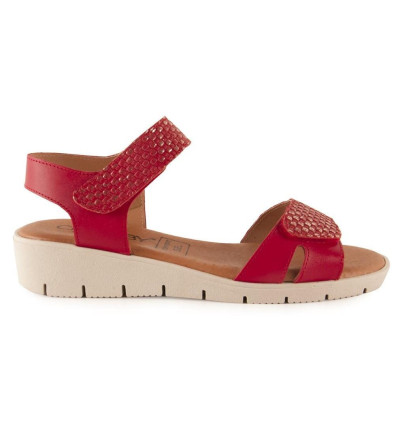 Sandalias planas Chamby 886 en rojo para mujer