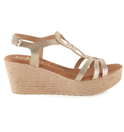 Sandalias con cuña Tekila 1014 para mujer en dorado