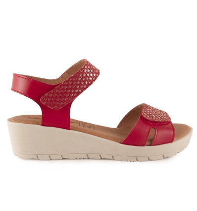 Sandalias con cuña Chamby 899 en rojo para mujer