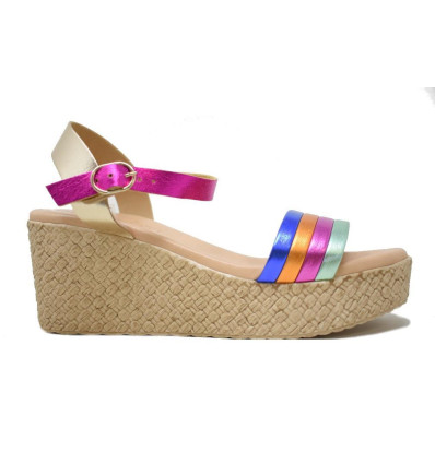 Sandalias con cuña Fiordi 2615 en multicolor para mujer