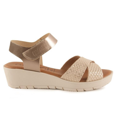 Sandalias con cuña Chamby 897 en platino para mujer