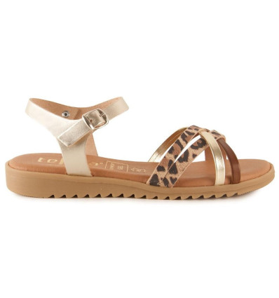 Sandalias planas Tekila 13153 leopardo para mujer