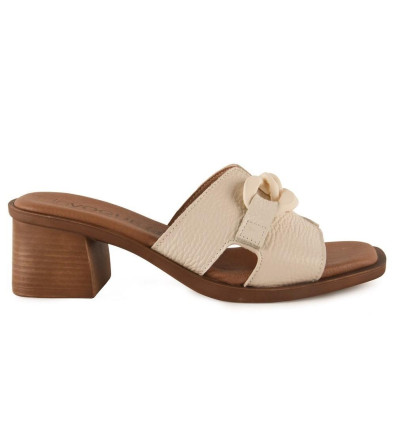 Sandalias con tacón InVogue S1047 en crema para mujer