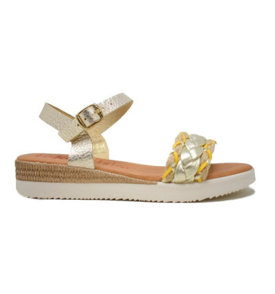 Sandalias planas Tekila 1267 en platino para mujer