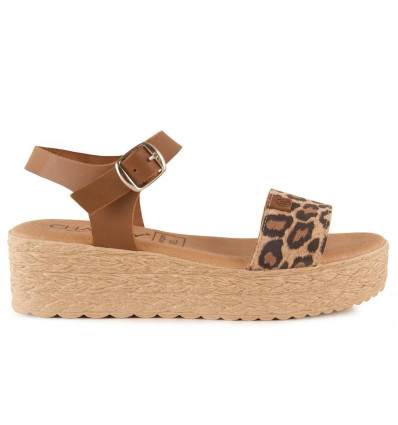 Sandalias con cuña Chamby 327 en leopardo para mujer