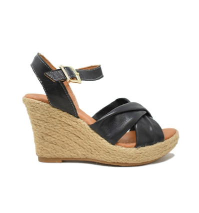 Sandalias con cuña TOP3 9544 para mujer en negro