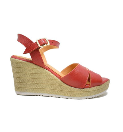 Sandalias con cuña TOP3 9535 en rojo para mujer