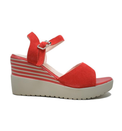 Sandalias con cuña TOP3 9527 en rojo para mujer