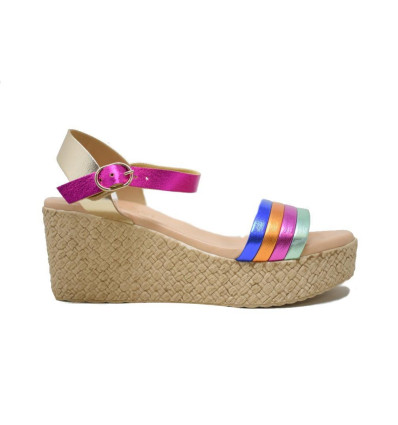 Sandalias con cuña Fiordi 2415 multicolor para mujer