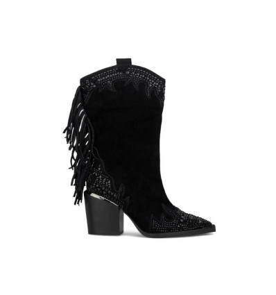 Botas cowboy con flecos Alma en Pena I240506 en negro para mujer