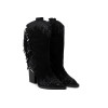 Botas cowboy con flecos Alma en Pena I240506 en negro para mujer