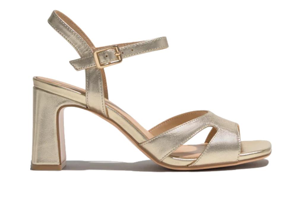 Sandalias de tacón Regarde Le Ciel CHELLY-02 en platino para mujer con hebilla ajustable