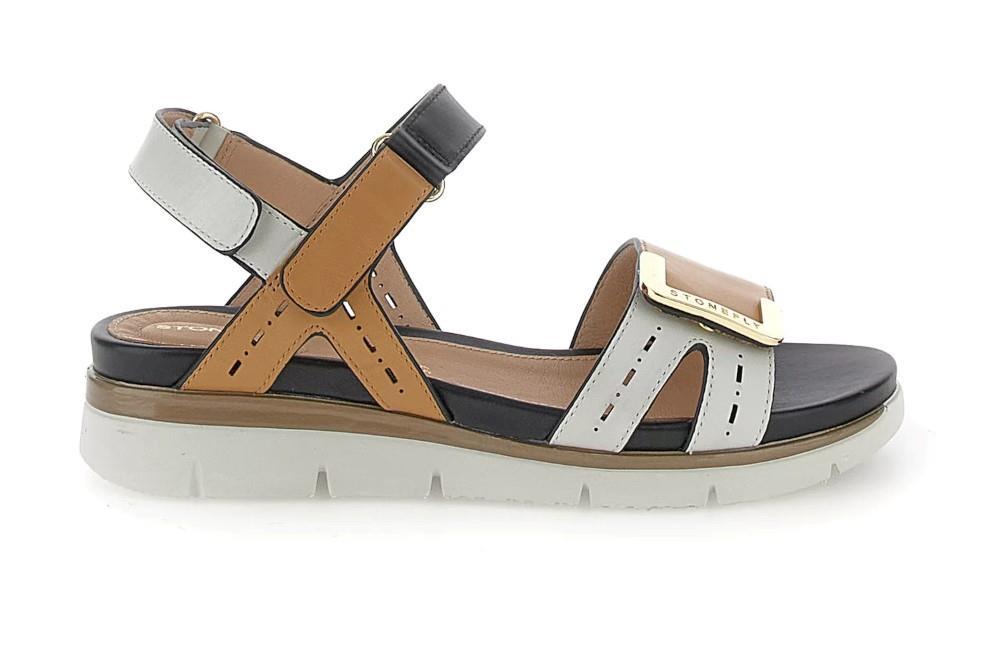 Sandalias planas Stonefly 220834 ELODY 24 CALF LTH para mujer en blanco