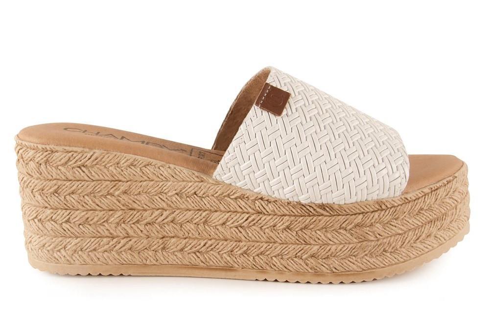 Zuecos con cuña Chamby 414 en blanco para mujer