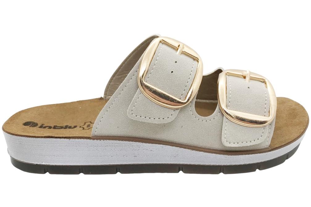 Sandalia estilo bio tipo chancla Inblu CP000061 blanca para mujer con planta de piel