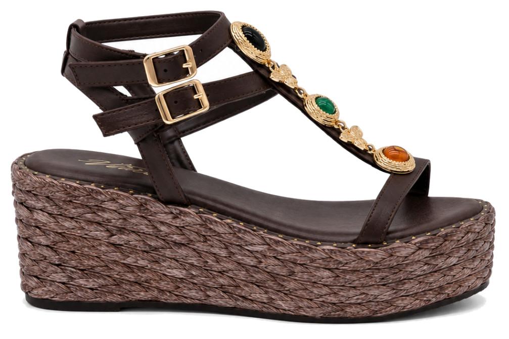 Sandalias con cuña romana de yute Isteria 1119 marrón para mujer
