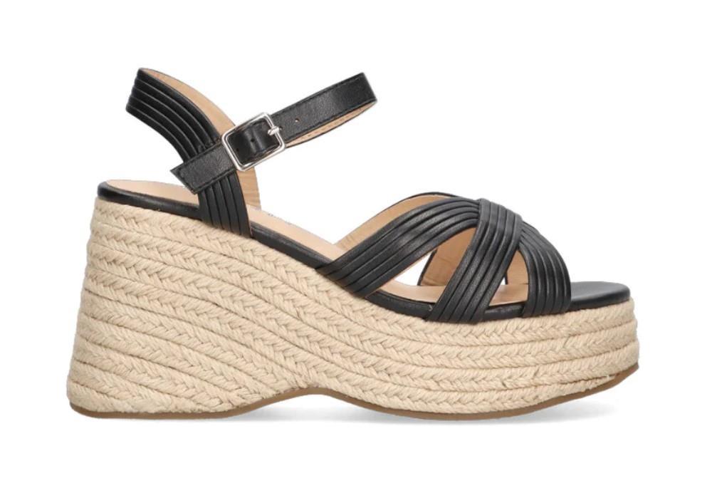 Sandalias con cuña Etika Alcaidesa 20024 en negro para mujer