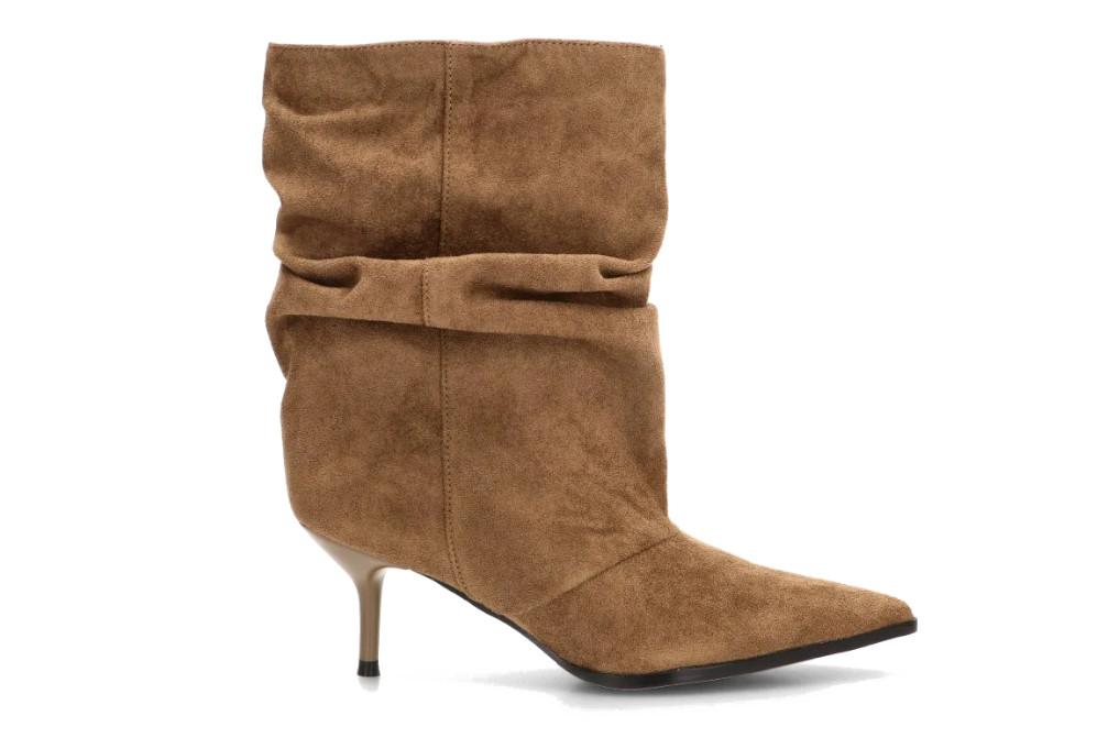 Botines de tacón Etika Estelle 32033 taupe con caña arrugada