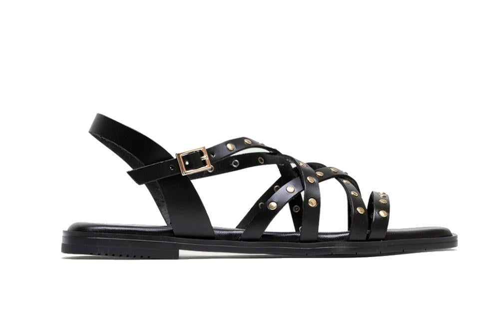 Sandalias planas Porronet Victoria en negro para mujer