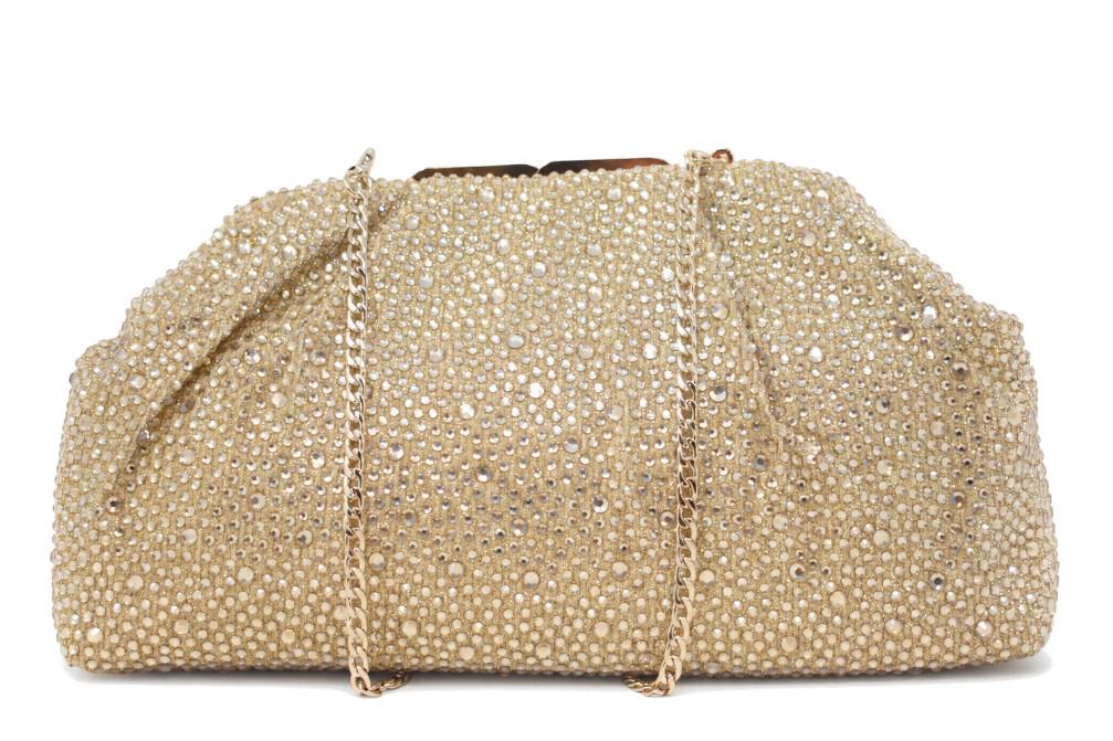 Bolso de fiesta Menbur BMB939 oro con pedrería