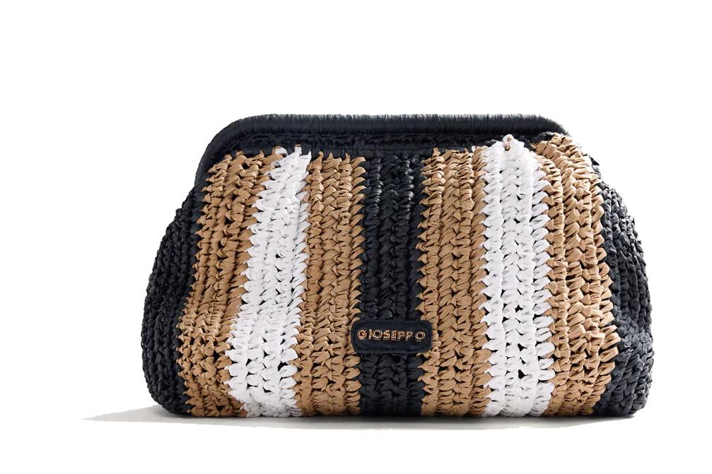 Bolso de Mano Gioseppo Matunda 78138 negro Trenzado con Rayas y Asa Extraíble