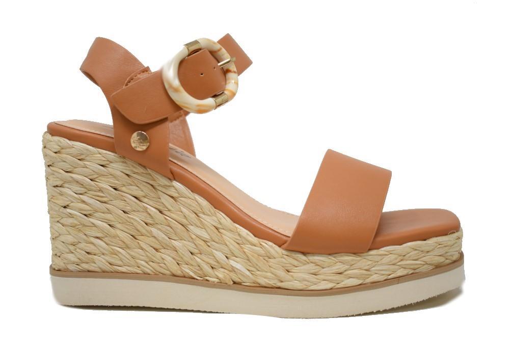 Sandalias con cuña Isteria 23073 en cuero para mujer