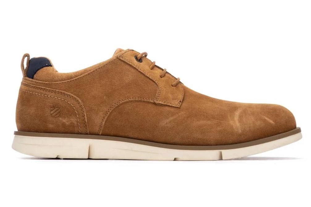 Zapato con cordones Carmela 163901 en camel | Zapato Casual de Serraje con Suela Antideslizante y Plantilla Extraíble