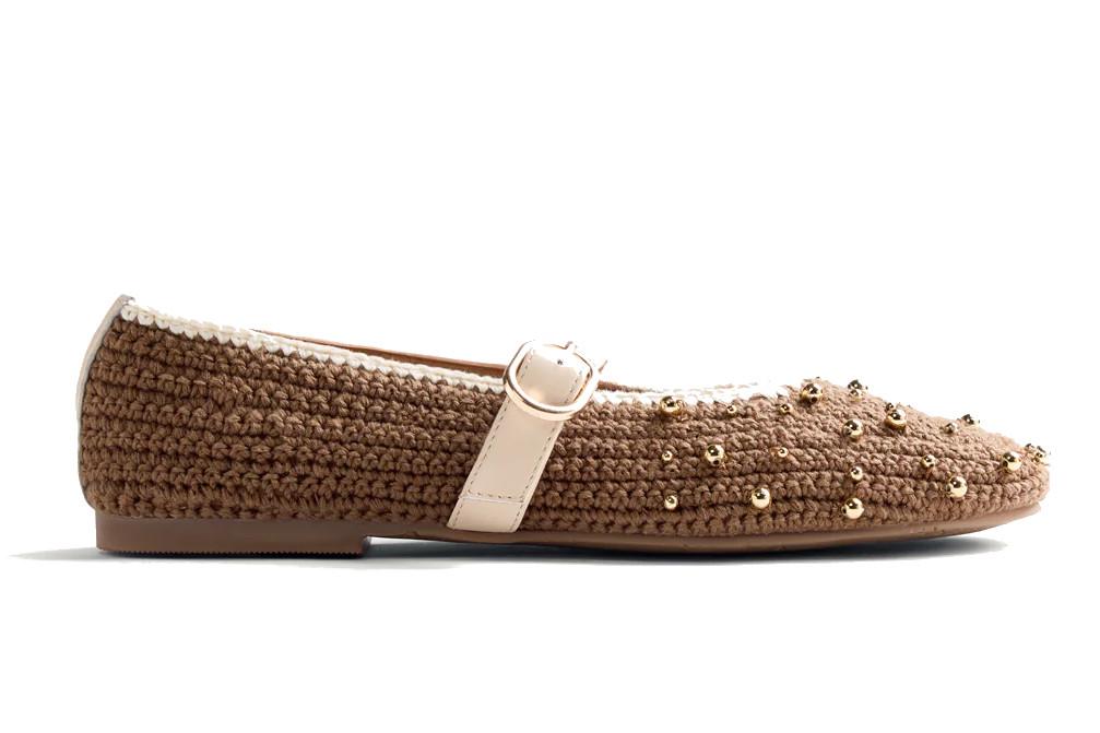 Bailarinas de crochet Gioseppo Manyoni 78190 marrón con cuentas – cómodas y estilo artesanal
