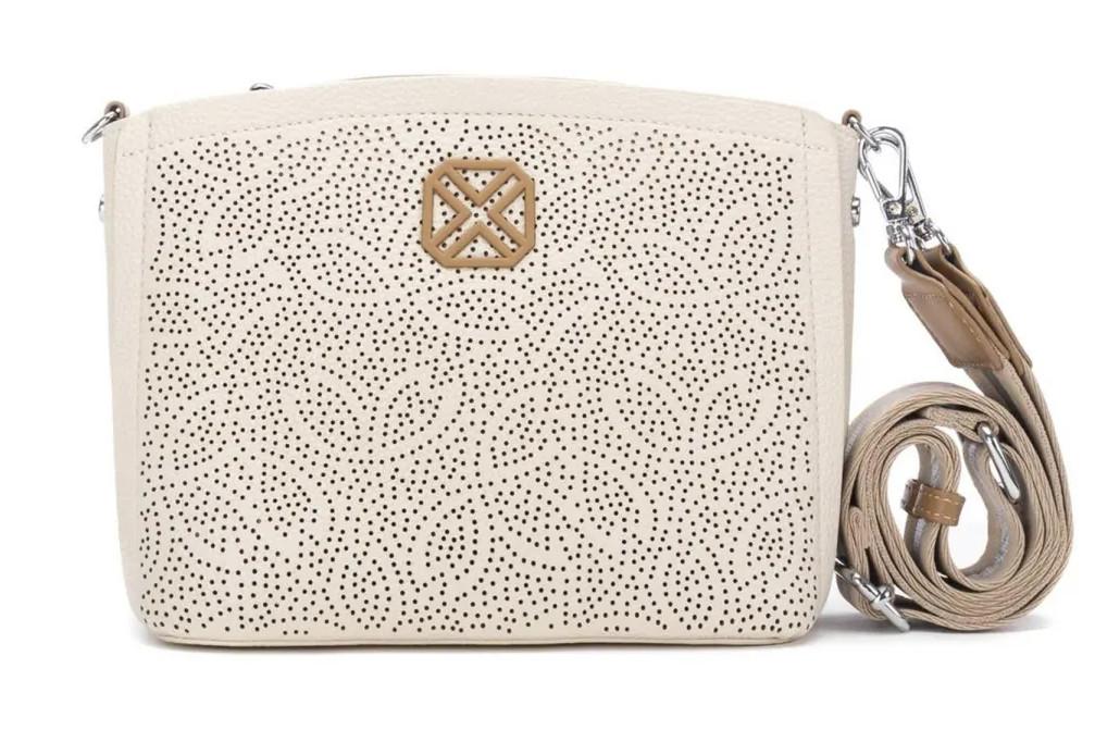Bolso bandolera XTI 184535 beige – Bolso troquelado elegante con diseño calado y estilo romántico