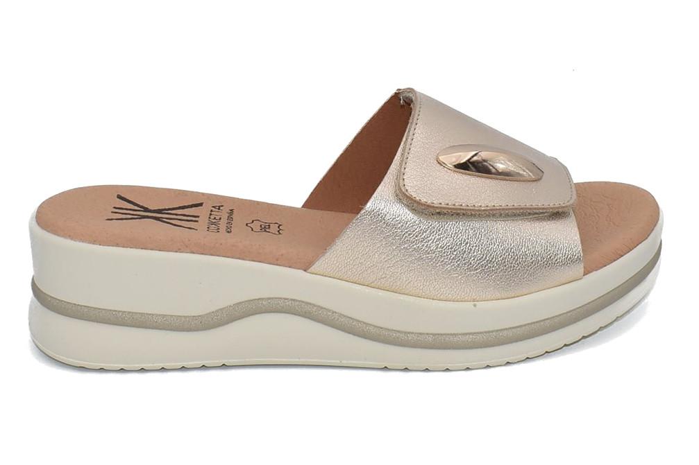Zuecos de Mujer Cokketa 928 en platino con Plataforma y Plantilla de Gel