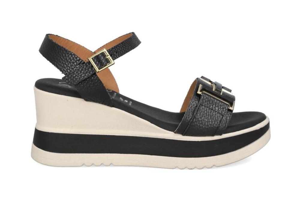 Sandalias con cuña Oh! My Sandals 5981 Negro para mujer – Piel Natural, Plataforma Ligera y Plantilla Gel