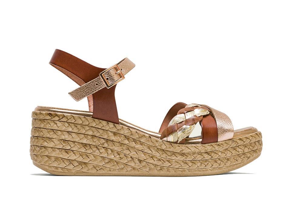 Sandalias con cuña Porronet Diana 3165 en cuero para mujer