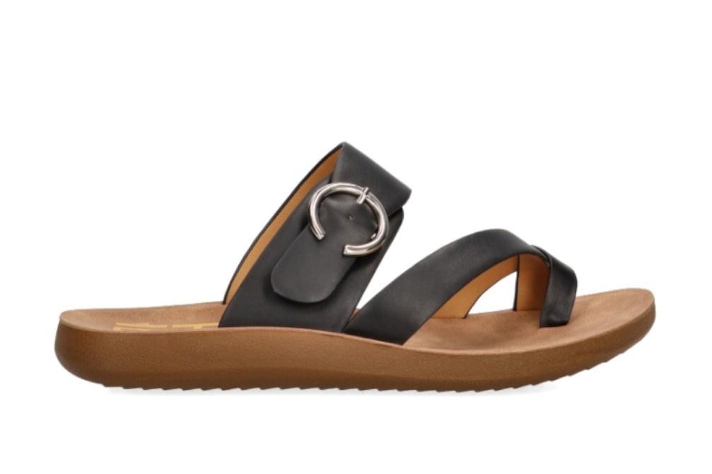 Sandalias planas Etika Katsiki 02 en negro para mujer