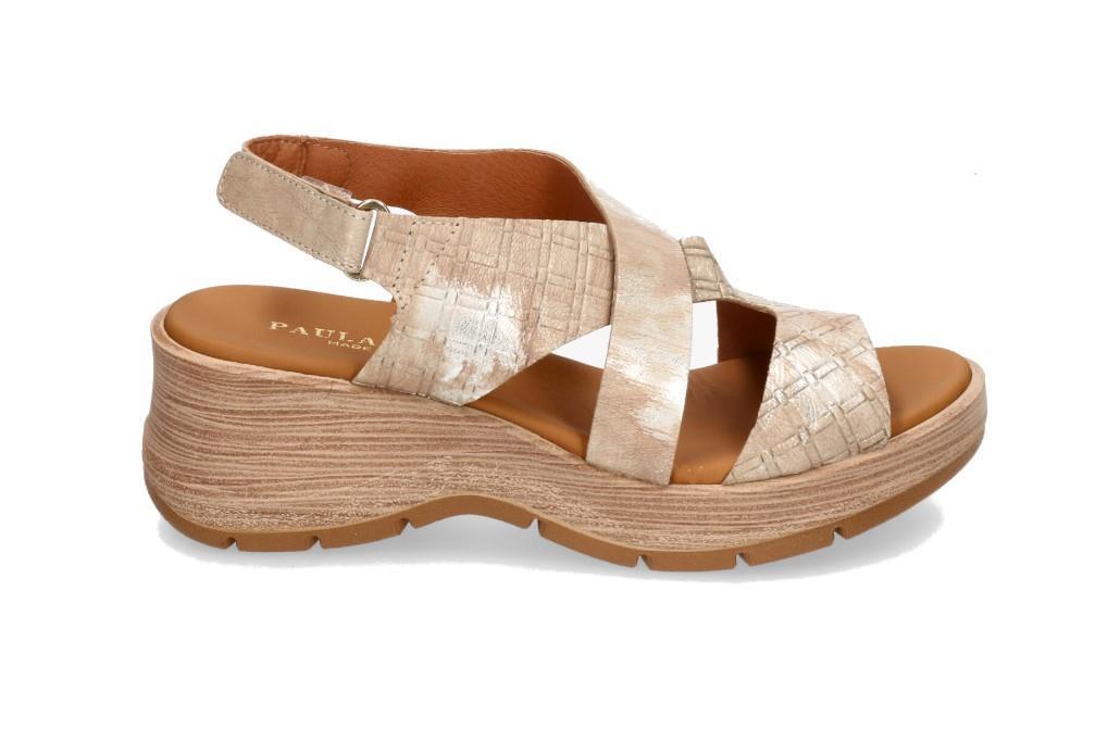 Sandalias con cuña Paula Urban 27-773 en beige para mujer