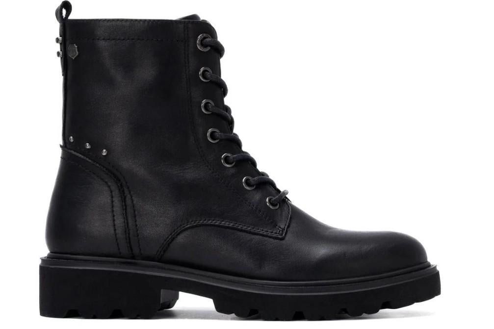 Botín militar plano de piel para mujer Carmela 164337 negro