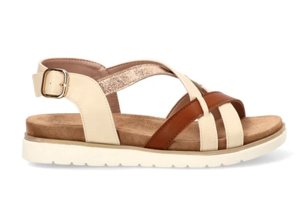 Sandalias deportivas planas ARMONY Bamboleo 40023 Beige – Sandalias Confort Planas con Hebilla para mujer