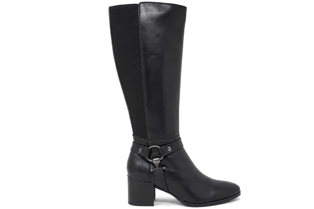 Bota alta de piel negra con hebilla Regarde le Ciel Taylor-48 para mujer
