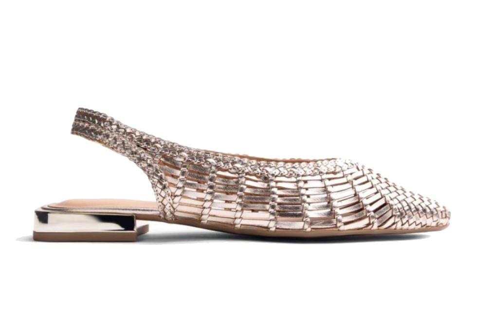 Bailarinas destalonadas de piel trenzada Gioseppo 79220 Maipo platino – elegantes y cómodas