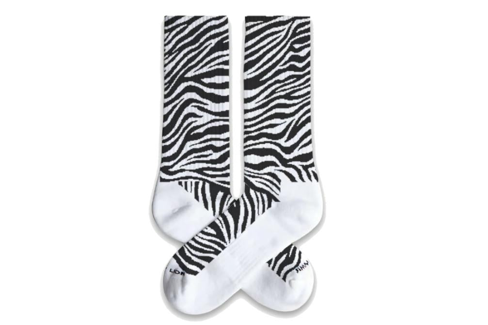 Calcetines deportivos Jimmy Lion Athletic Zebra Print unisex en blanco