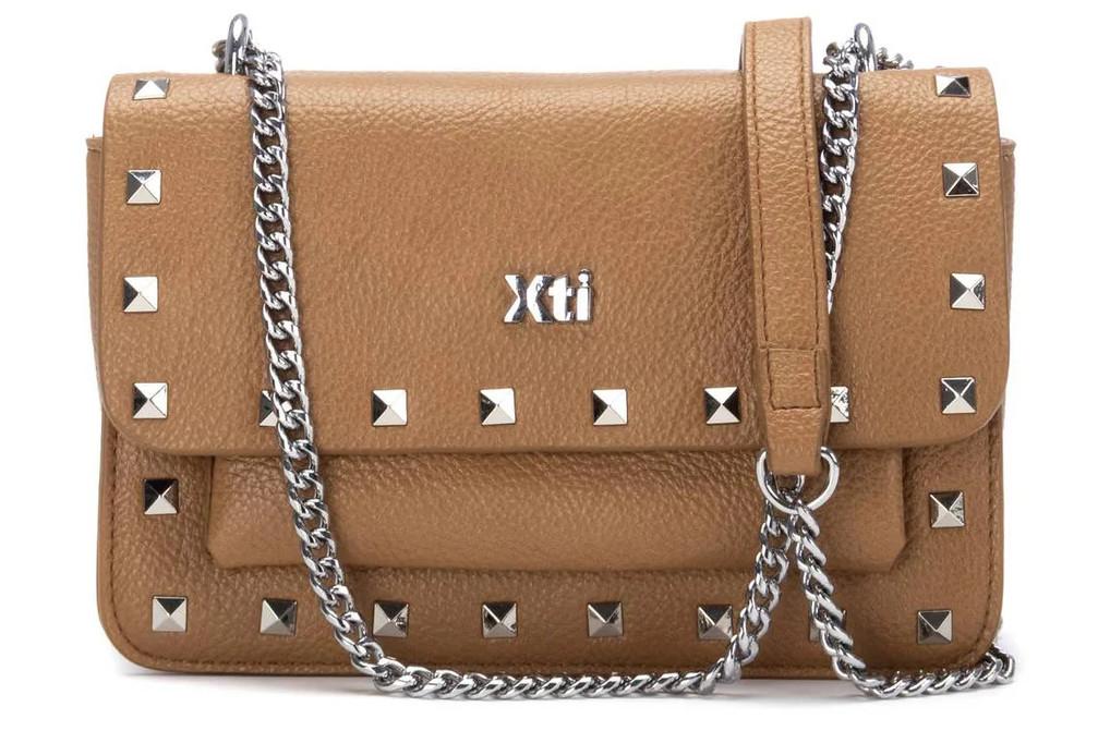 Bolso bandolera mujer Xti 184532 camel– Bolso elegante efecto piel con cremallera y certificado vegano
