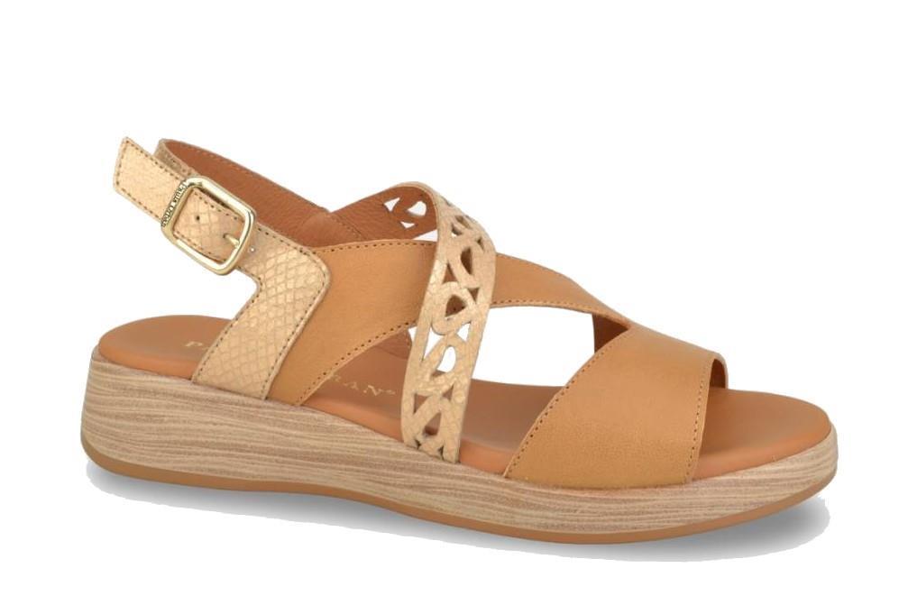 Sandalias planas Paula Urban 30-723 Sunset en platino