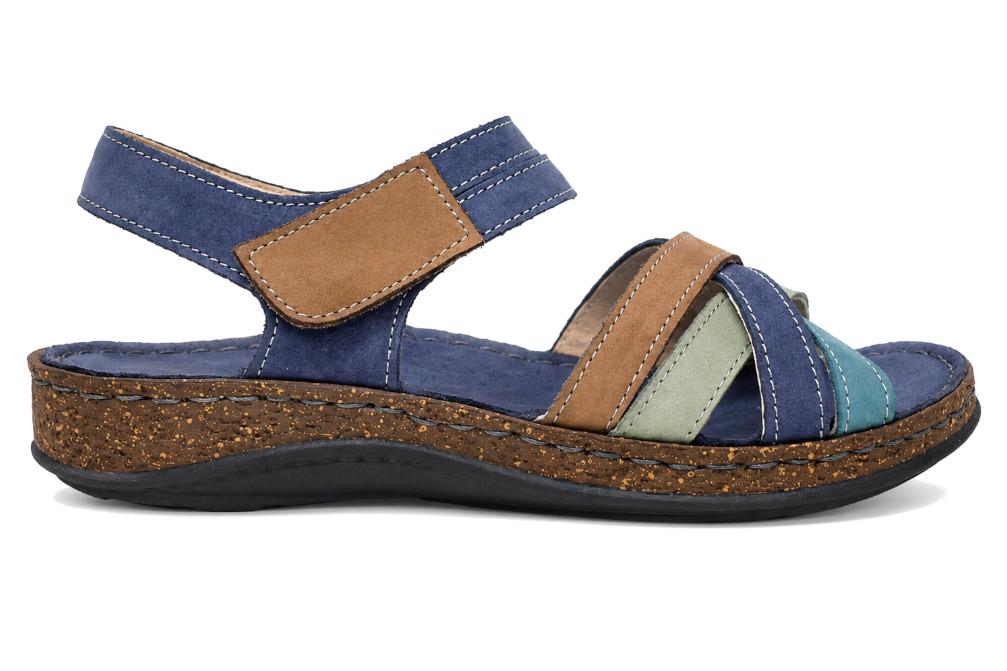 Sandalias bio Walk & Fly Mediterráneo 43170 azul de piel para mujer