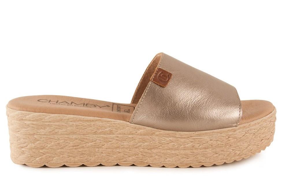 Sandalias con plataforma Chamby 322 en platino para mujer