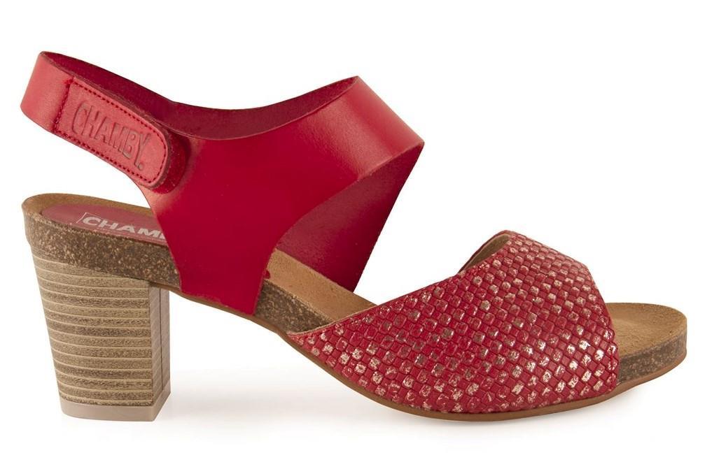 Sandalias con tacón Chamby 2650 en rojo para mujer